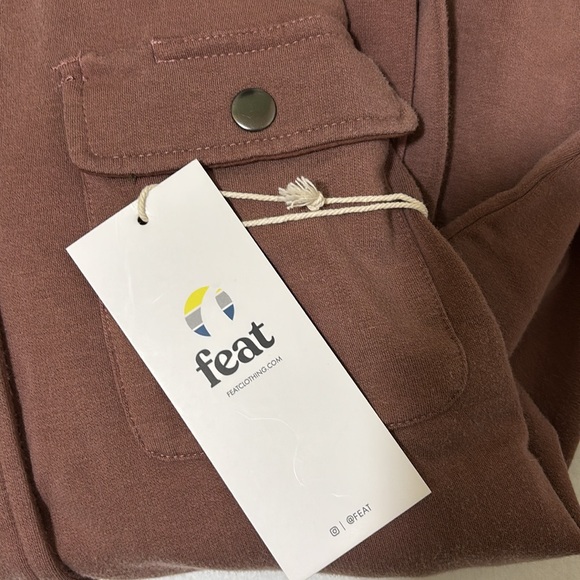 Feat Clothing hybrid overshirt snap closures 2 front pockets color chestnut S - Picture 6 of 9
